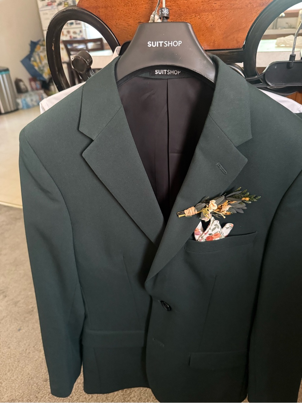 Classic Dark Green Single-Breasted Suit Jacket -